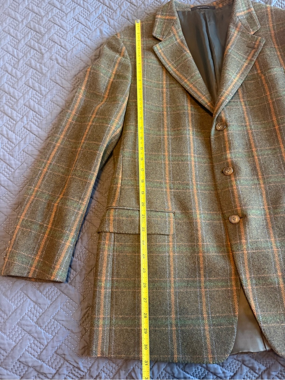 Ermenegildo Zegna Green Plaid Sport Coat with Tan & Orange Windowpane - Picture 15 of 15